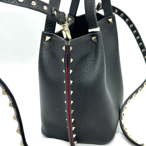 Valentino Garavani Rockstud Studded Small Leather Tote Crossbody Bag - Picture 13 of 16